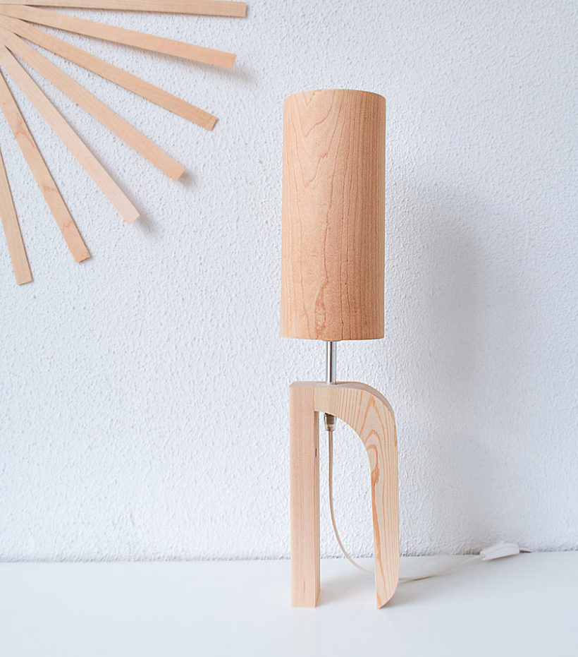 Handmade Wooden Table Lamp 'Shapes' - Giraffe Maple