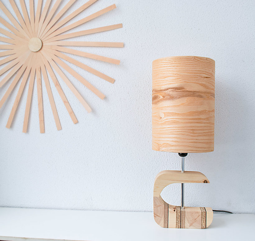 Handmade Wooden Table Lamp 'Shapes' - Olive