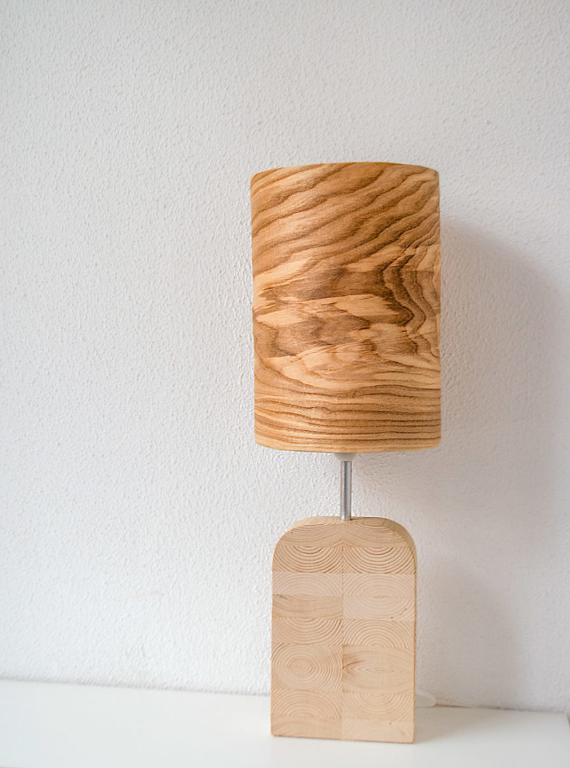 Handmade Wooden Table Lamp 'Motif Wood 6 Olive'