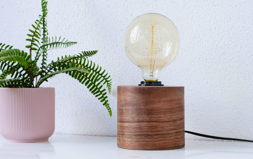 Barrel Walnut - Handmade Wooden Table Lamp