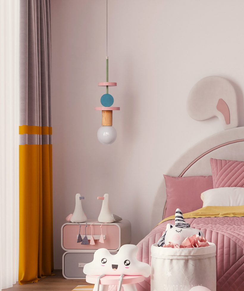 Χειροποίητο Παιδικό Φωτιστικό Οροφής - Janus Pink & Turquoise